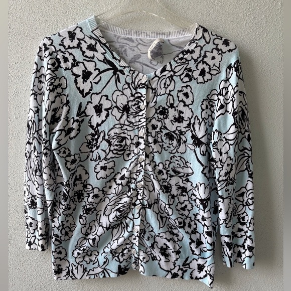 Loft Cotton Floral Size L Button Up Cardigan Office School Teach Career - Picture 1 of 13